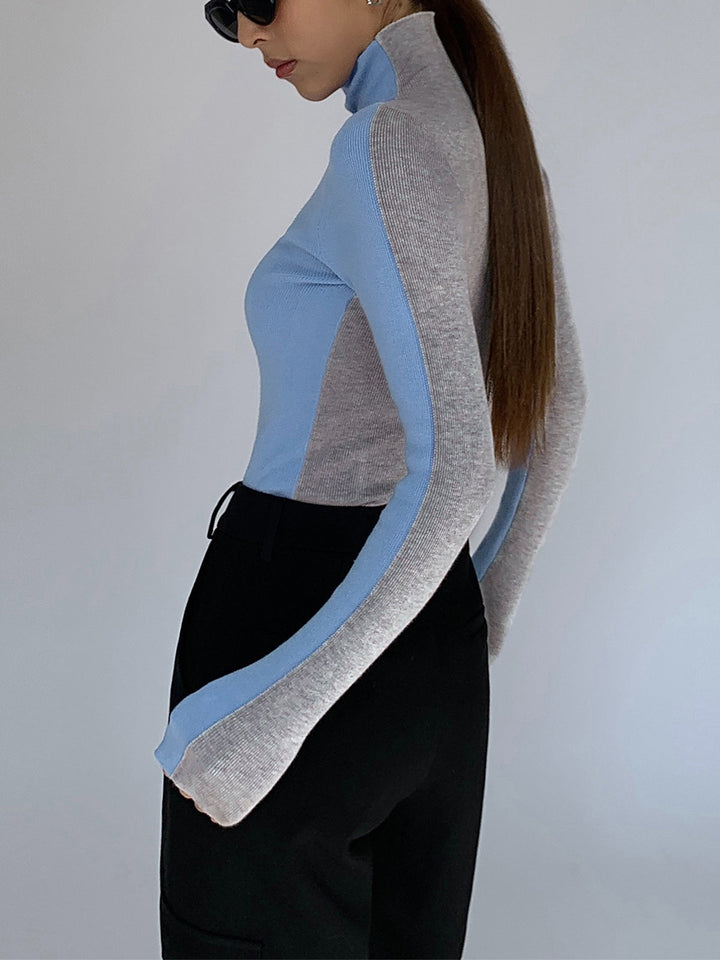 Chic bicolour knitted women's long-sleeved top | Sophie