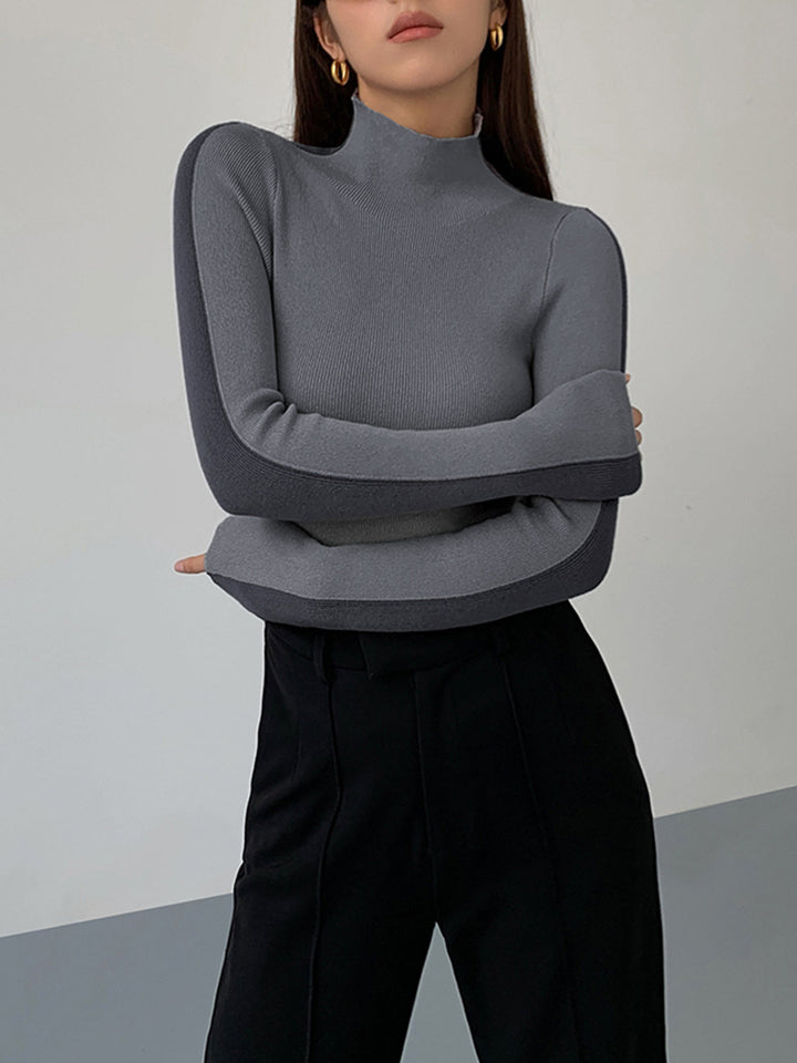 Chic bicolour knitted women's long-sleeved top | Sophie