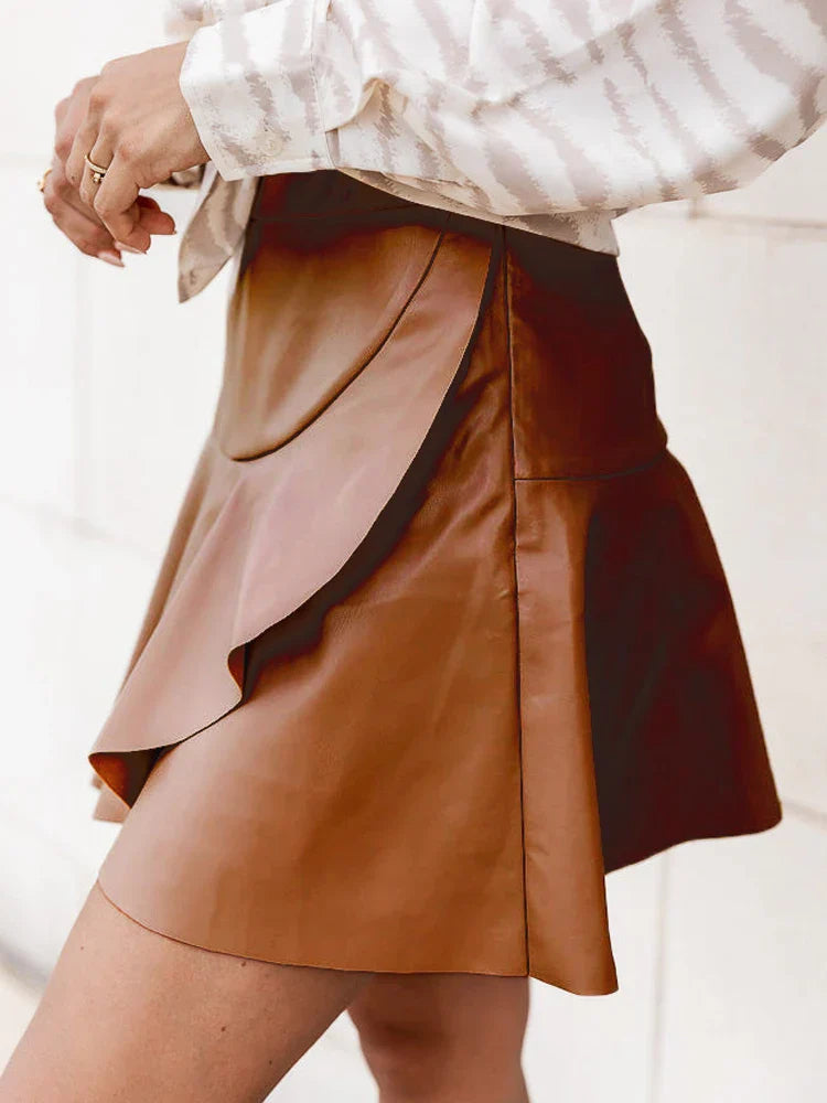 Ulla - Pleated Imitation Leather Skirt