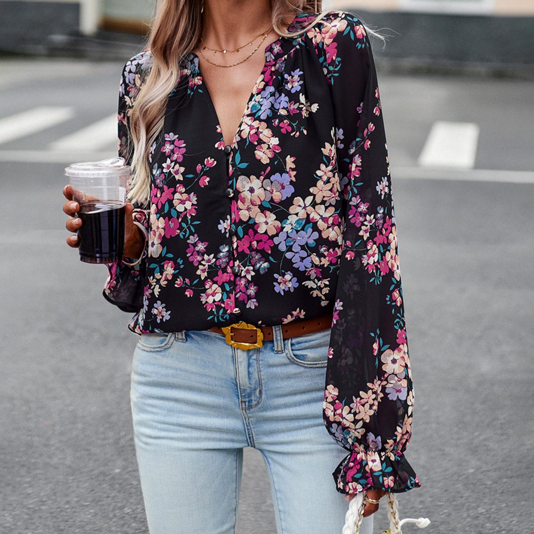 Mabel - Elegant and Comfortable Women's Floral Print Summer Blouse