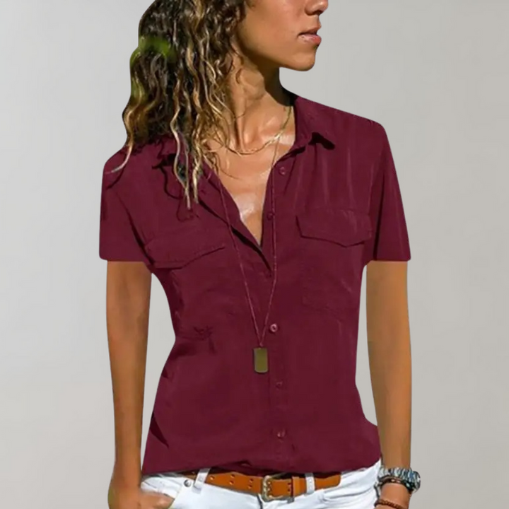 Aurora - Elegant Female Short-Sleeved Blouse