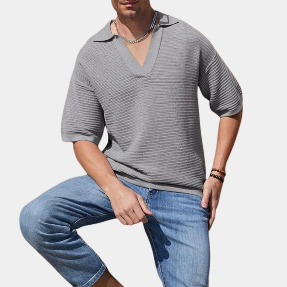 Alvin - Stylish Men's Summer T-shirt with Elegant V-neckline