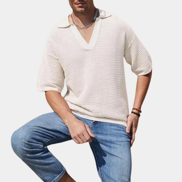 Alvin - Stylish Men's Summer T-shirt with Elegant V-neckline