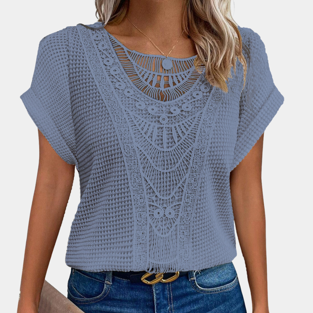 Lazda - Trendy Round Neck T-shirt for an Elegant Look