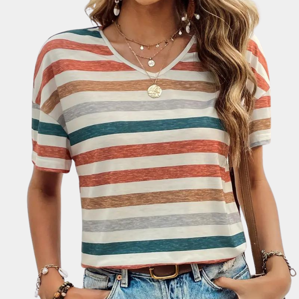 Aika - Trendy Striped T-shirt for Women in Casual Style