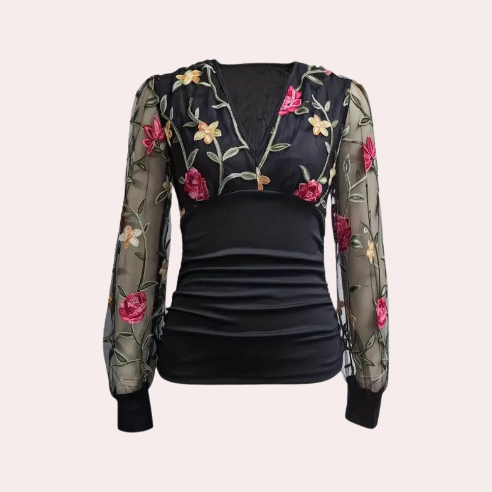 Stylish women's blouse with charming floral embroidery