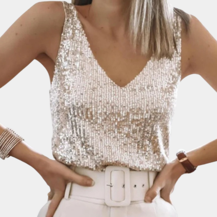 Chic women's blouse with sparkling glitter details