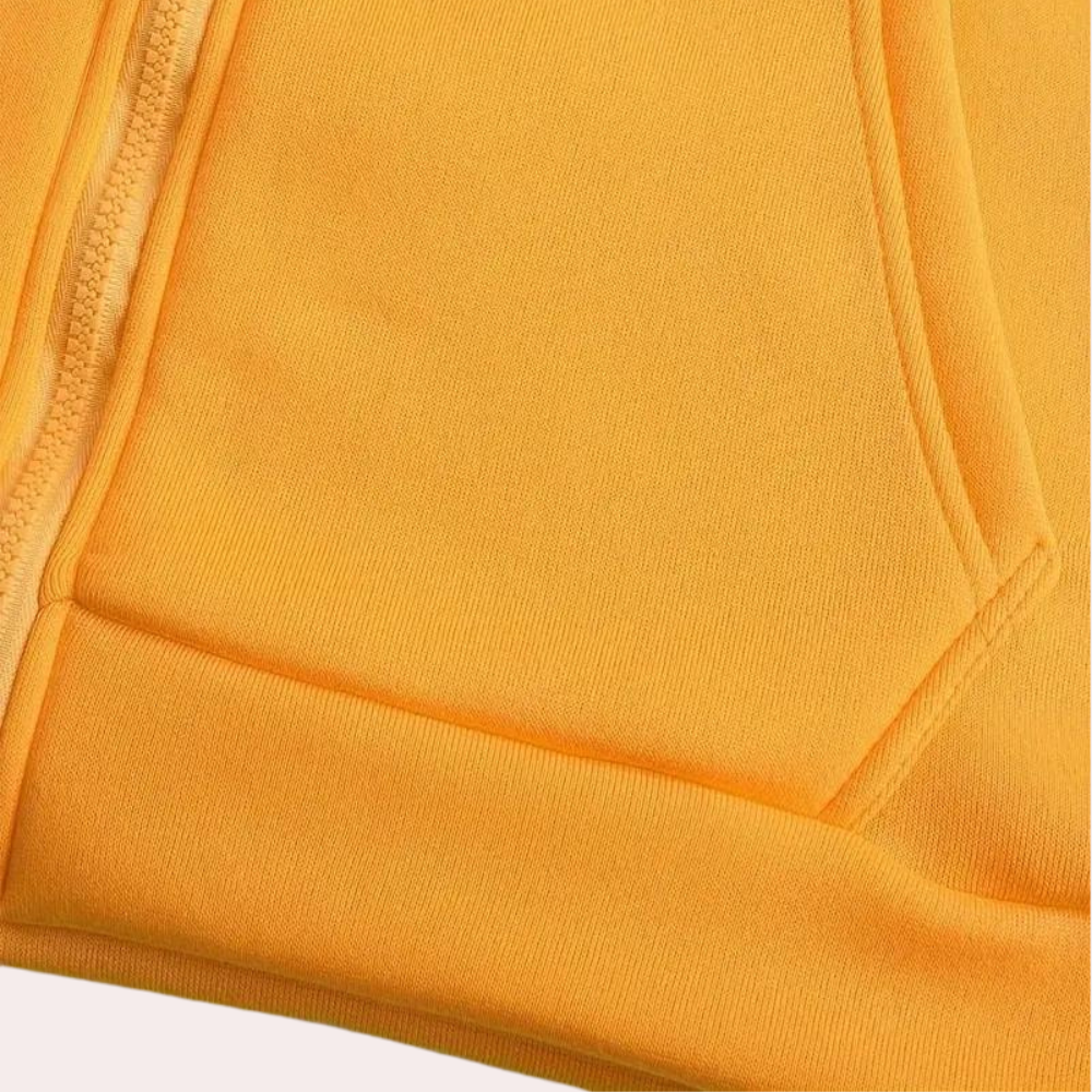 Stylish orange hoodie with colour blocks for men