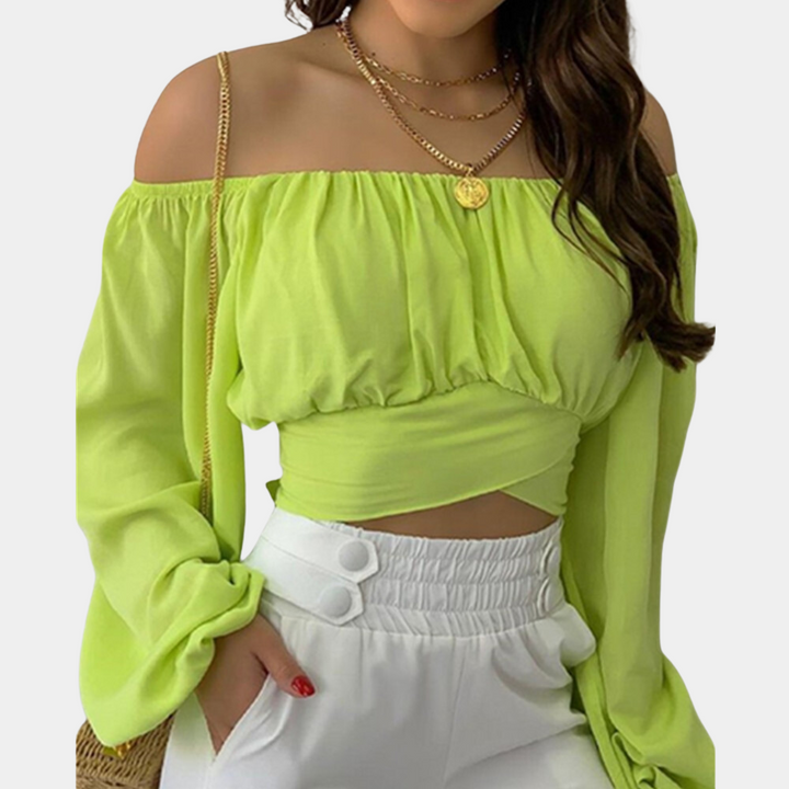 Elegant Off-Shoulder Blouse with Long Sleeves for Women