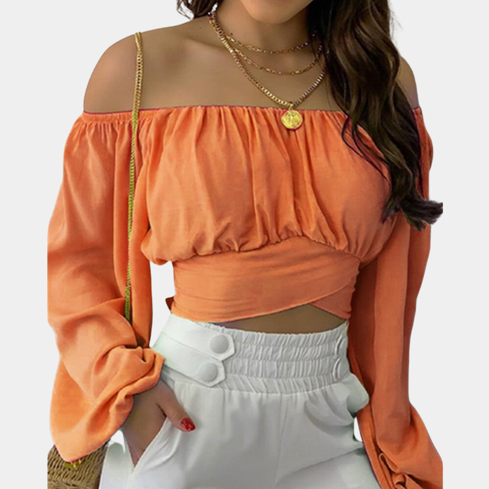 Elegant Off-Shoulder Blouse with Long Sleeves for Women