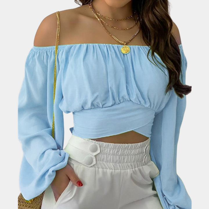 Elegant Off-Shoulder Blouse with Long Sleeves for Women