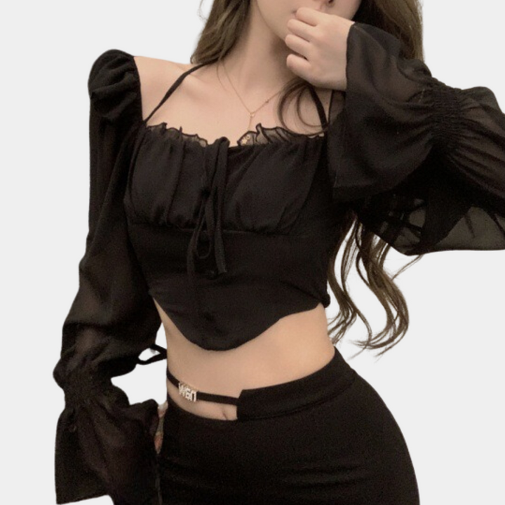 Chic Off-Shoulder Women's Crop Top - Stylish and Sexy