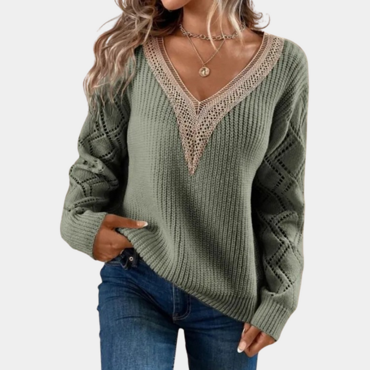 Stylish women's long-sleeved knitted jumper