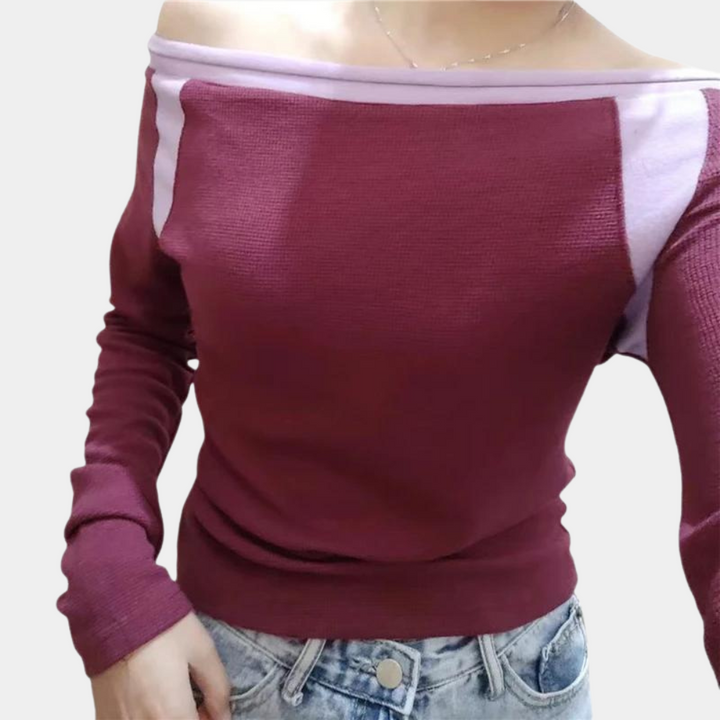 Elegant Off-Shoulder Women's Long-Sleeved Top