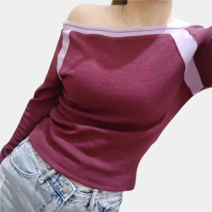 Elegant Off-Shoulder Women's Long-Sleeved Top