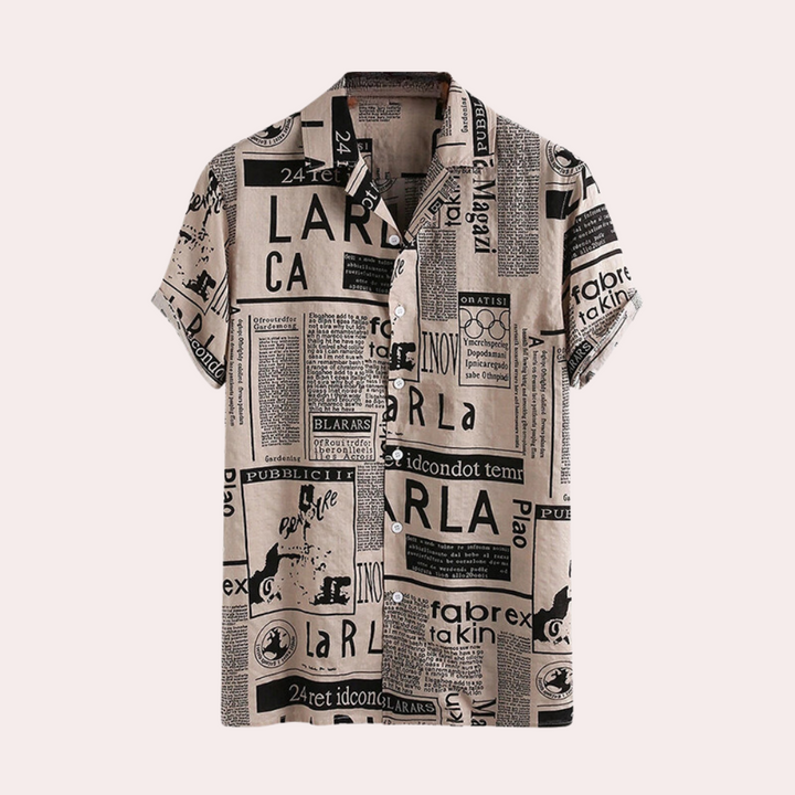 Bartosz - Trendy Men's Shirt with Unique Newspaper Print