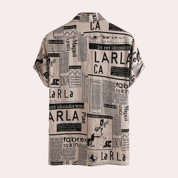 Bartosz - Trendy Men's Shirt with Unique Newspaper Print