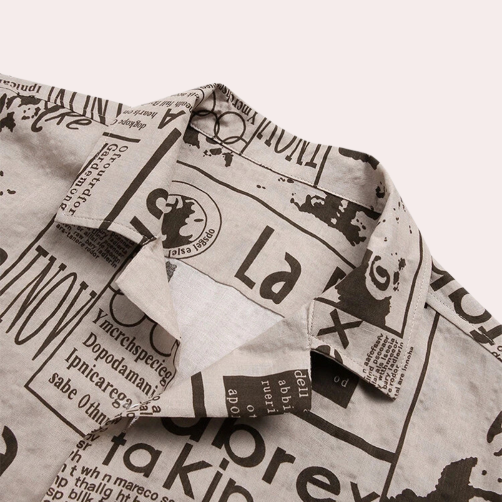 Bartosz - Trendy Men's Shirt with Unique Newspaper Print