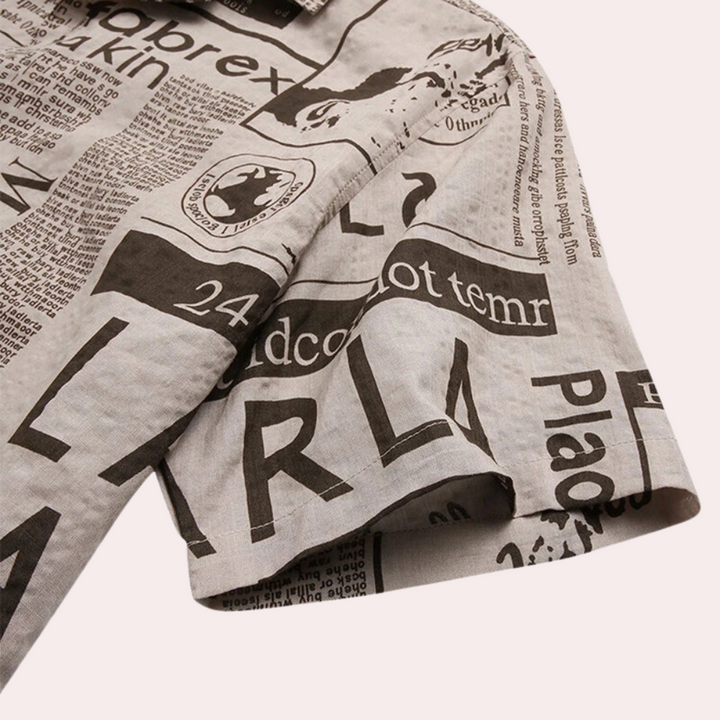 Bartosz - Trendy Men's Shirt with Unique Newspaper Print