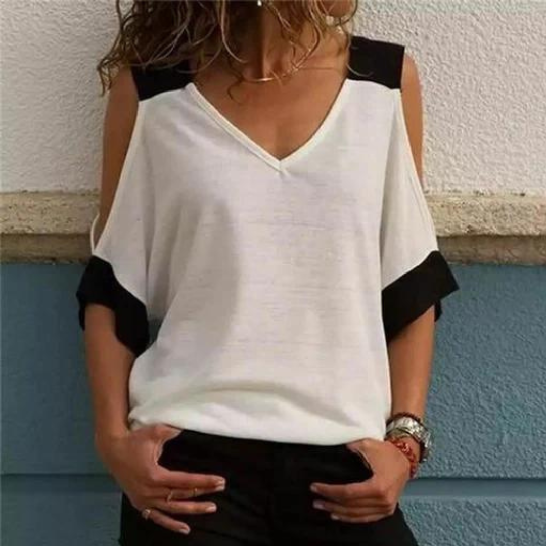 Elvira - Trendy Women's Top with Cool Shoulder Details