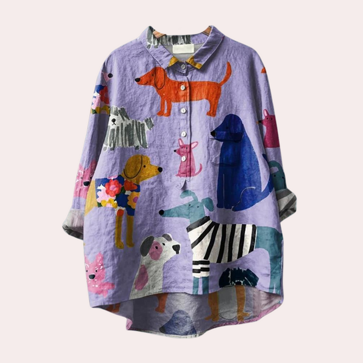 Brynja - Women's shirt with cheerful dog print