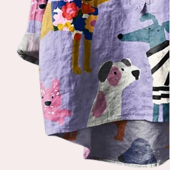 Brynja - Women's shirt with cheerful dog print