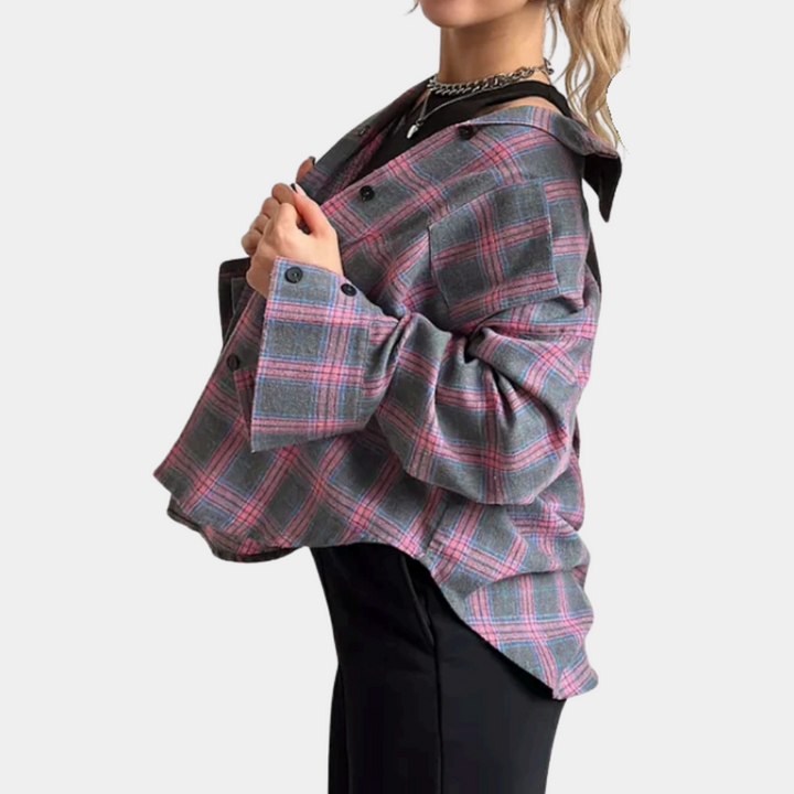 Iryna - Trendy Long-Sleeved Plaid Blouse for Women