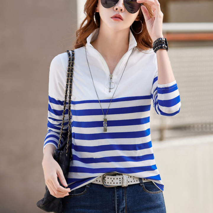 Fabiana - Stylish Striped Women's Casual Tee