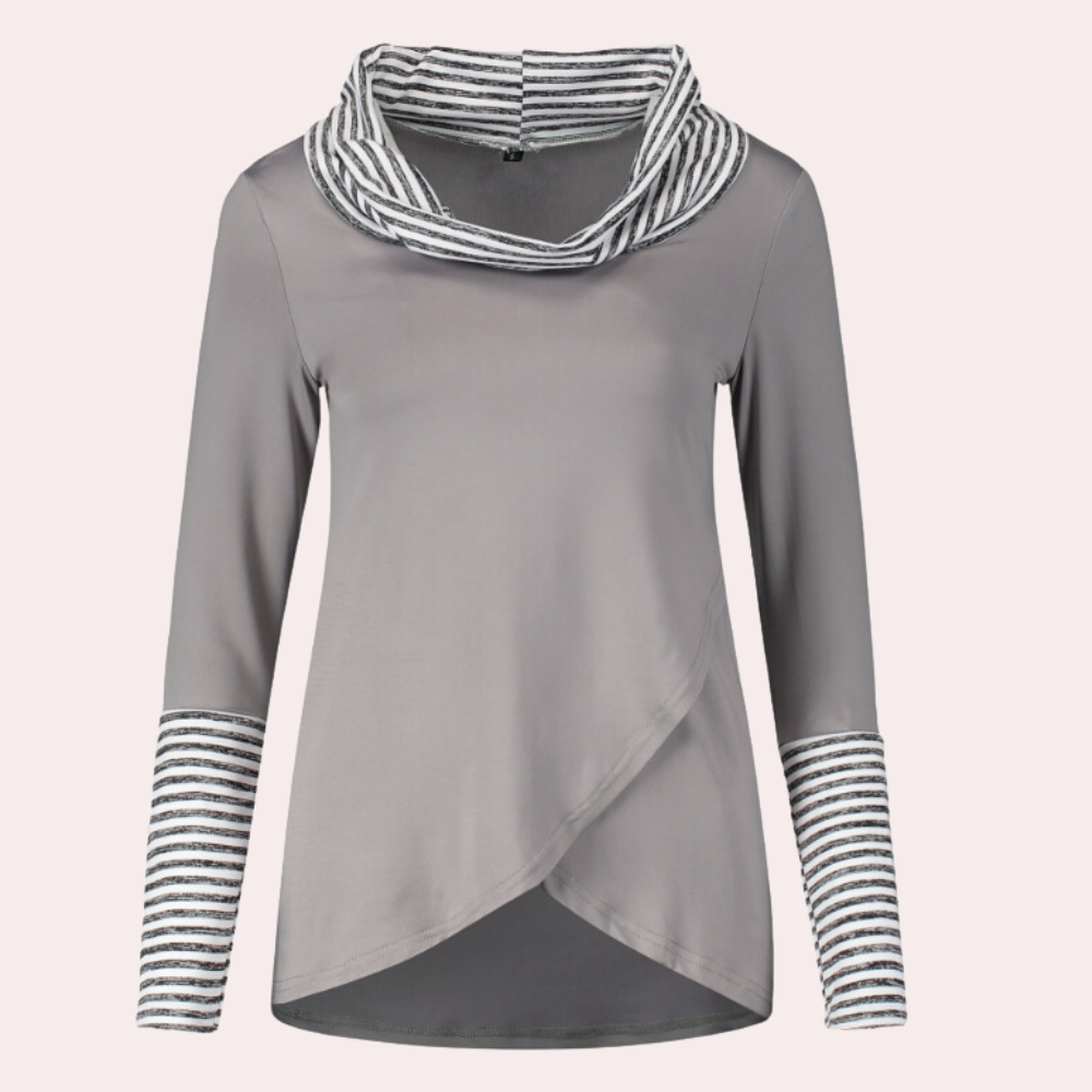 Stylish Kyra Women's Top with Overlap Detail and Long Sleeves