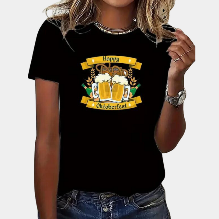 Marilena - Playful Oktoberfest Graphic Tee for Ladies