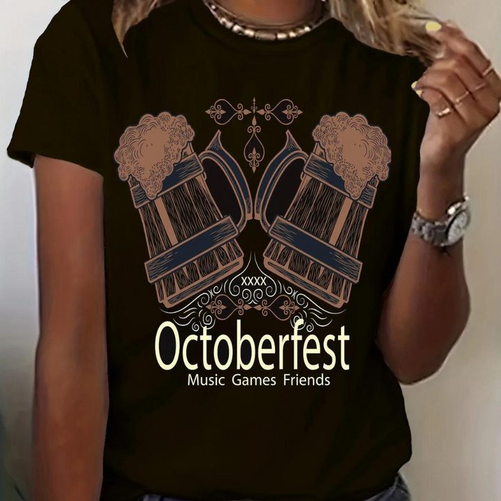 Agnieszka - Vividly Printed Oktoberfest T-Shirt for Women