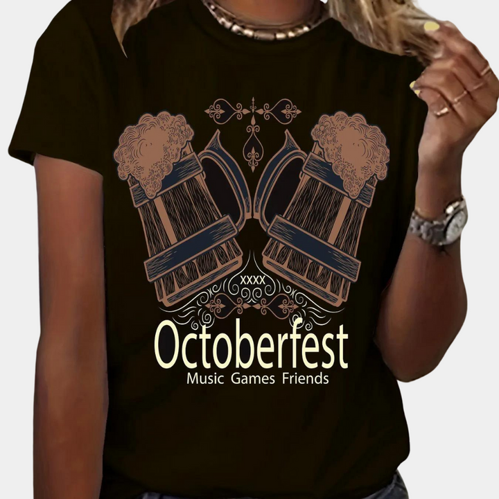 Agnieszka - Vividly Printed Oktoberfest T-Shirt for Women