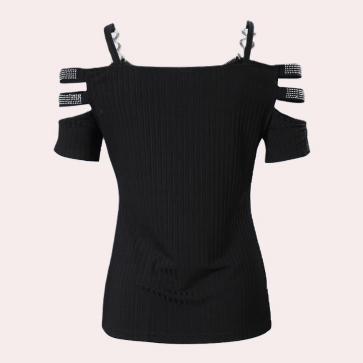 Pavlina - Chic Women's Top with Elegant Shoulder Strap Details