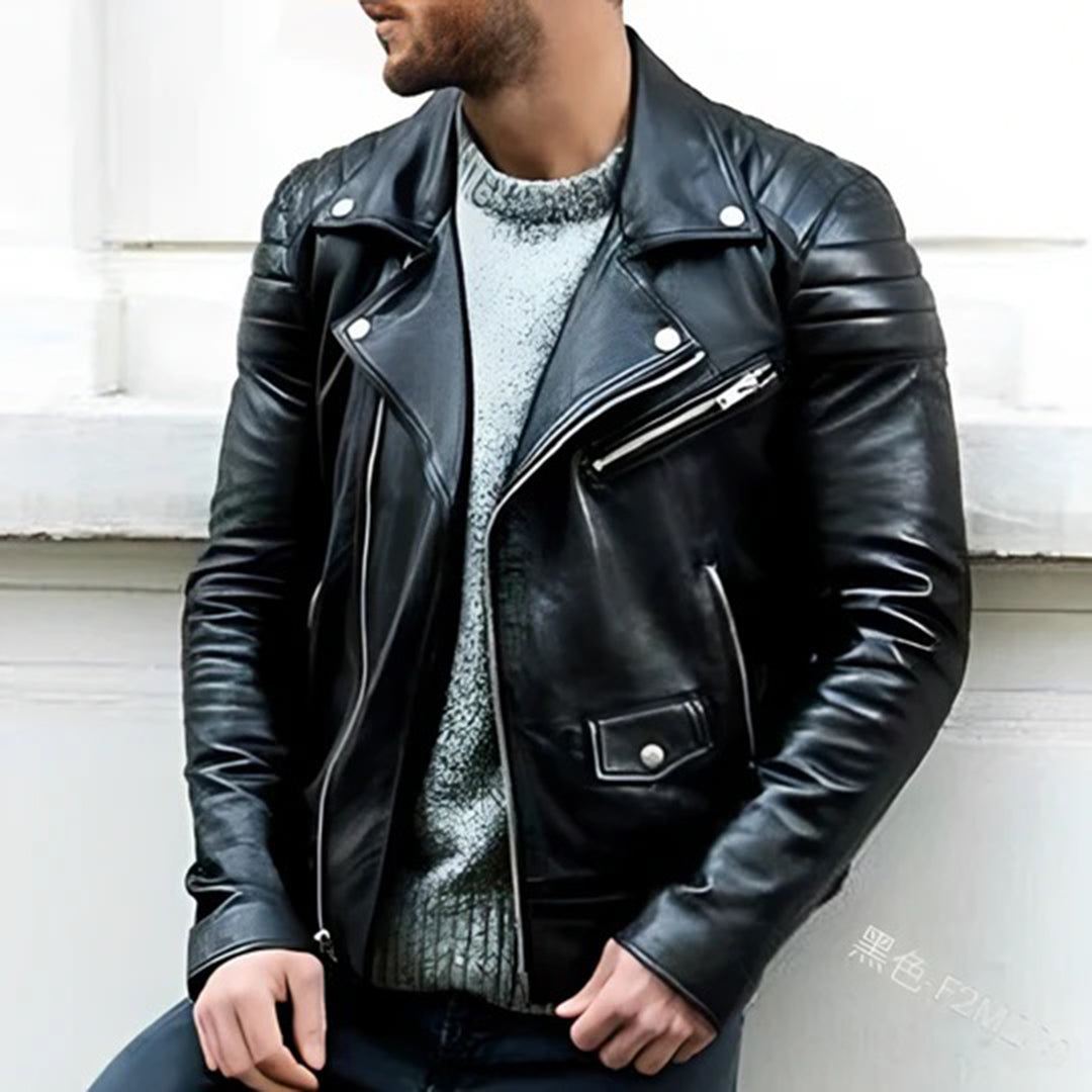 Stylish leather biker jacket for men from CRUZ