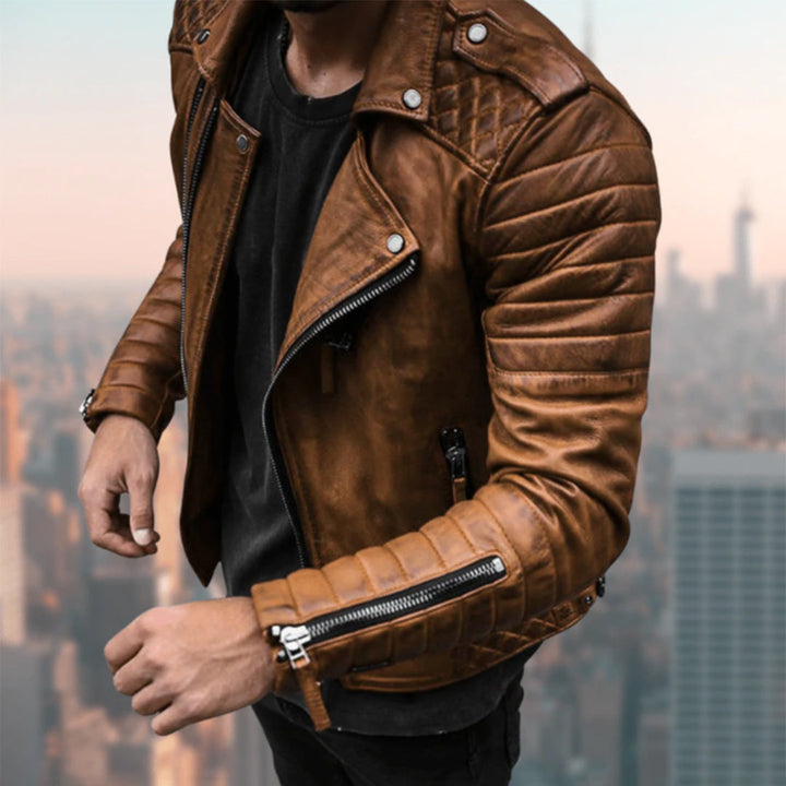 Stylish leather biker jacket for men from CRUZ