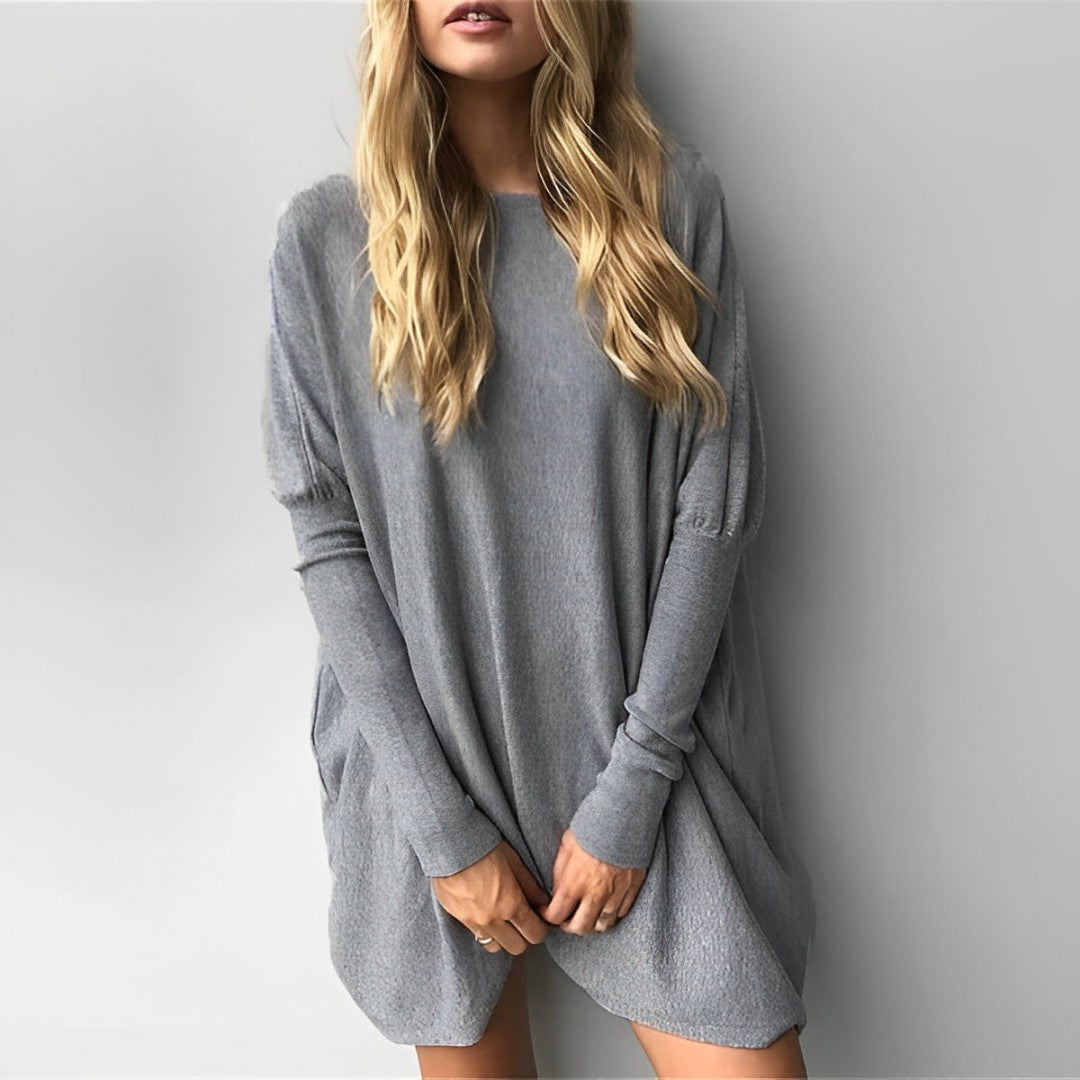 Kiana - Stylish Oversized Blouse with Long Sleeves and Round Neck for Women, Perfect for Autumn!