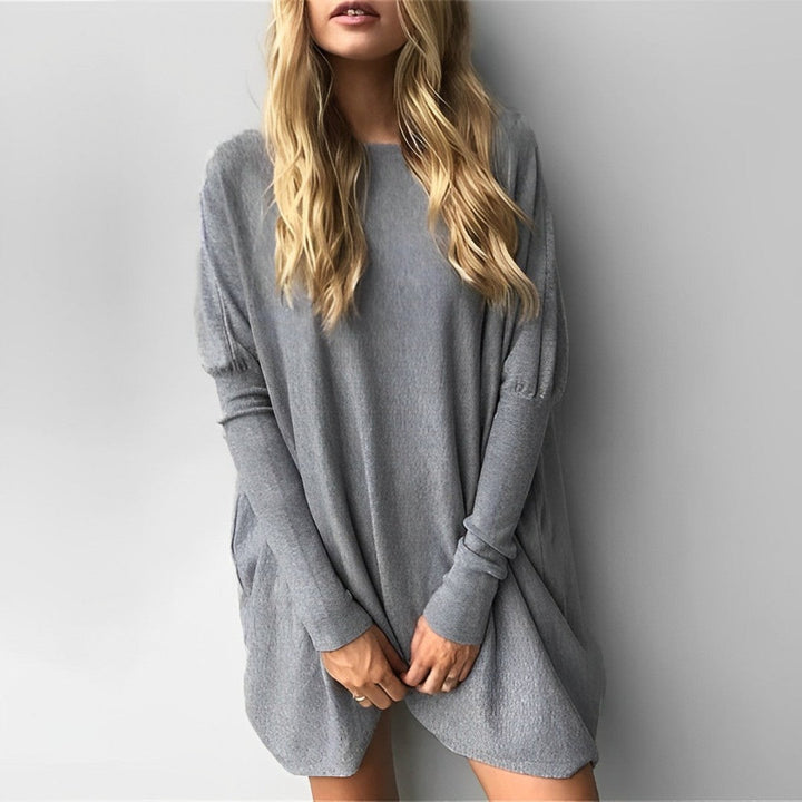 Kiana - Stylish Oversized Blouse with Long Sleeves and Round Neck for Women, Perfect for Autumn!