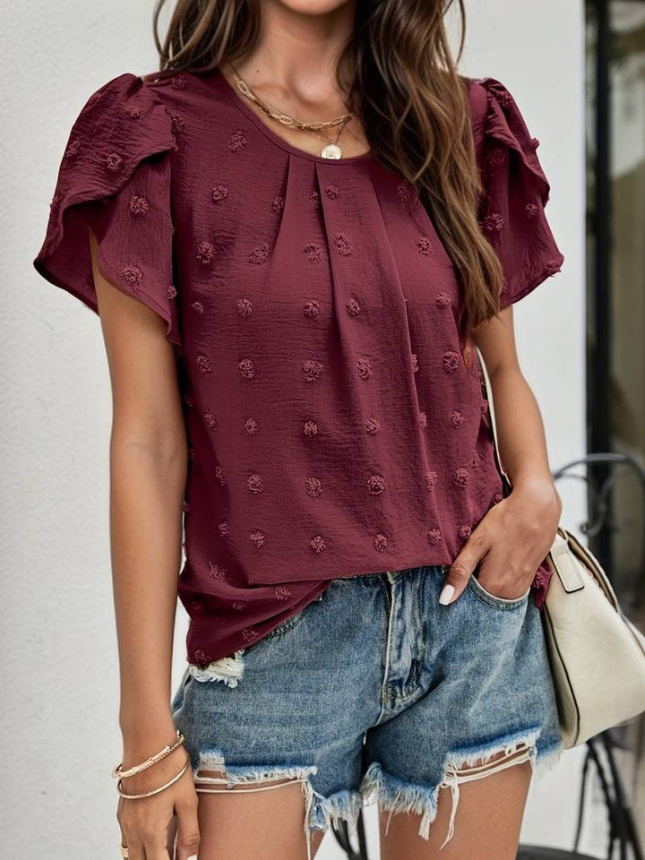 Charice - Enchanting Swiss Shirt with Petal Sleeves for Women