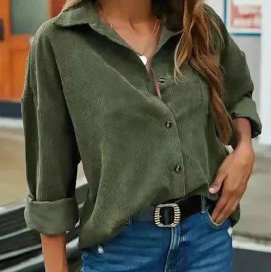 Kelsey - Stylish Autumn Korduroy Blouse with Elegant Button Closure for Women
