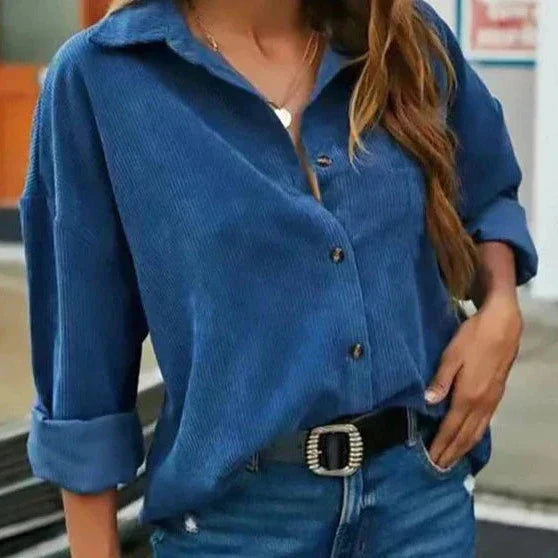 Kelsey - Stylish Autumn Korduroy Blouse with Elegant Button Closure for Women