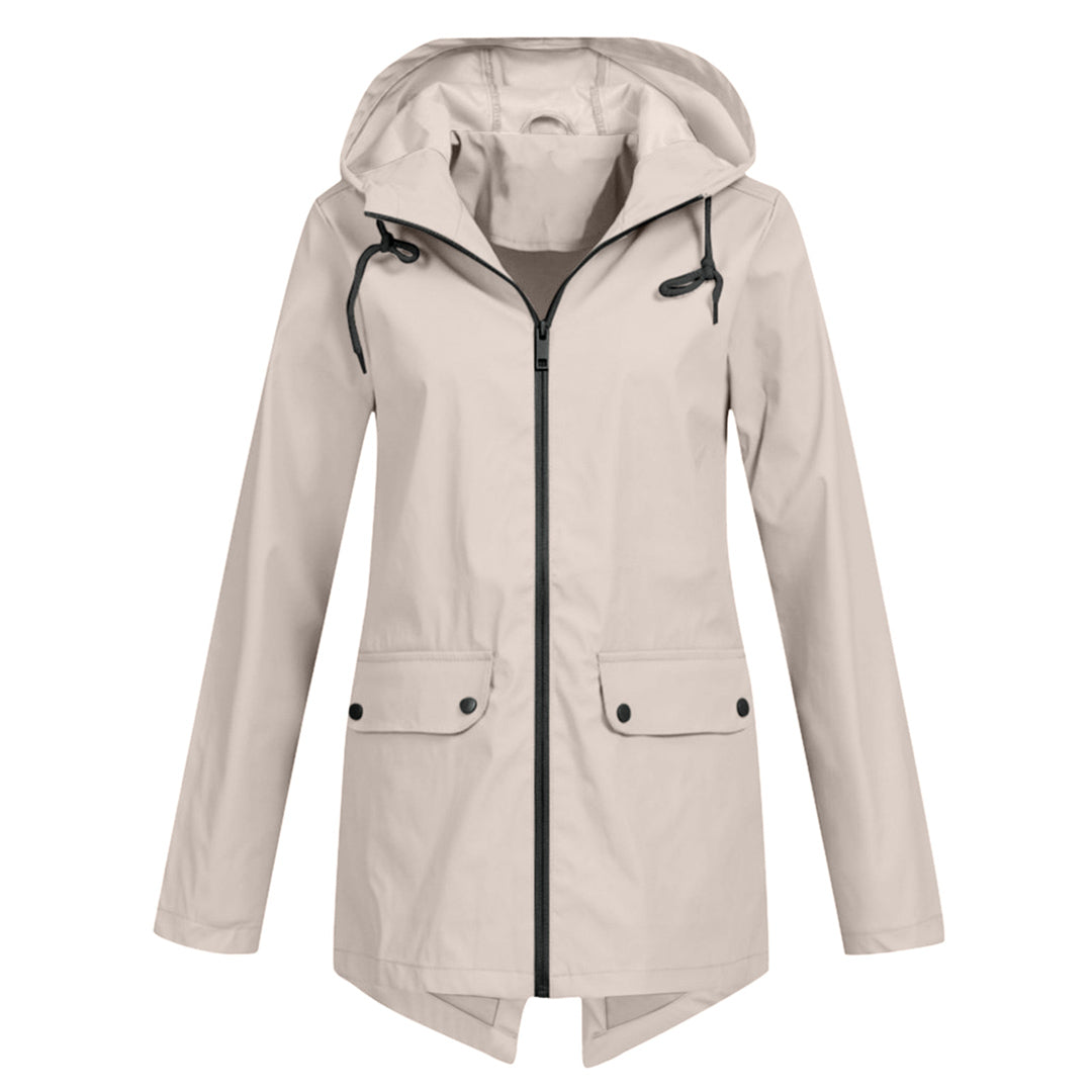 Francine - Elegant Long Hooded Raincoat for Women
