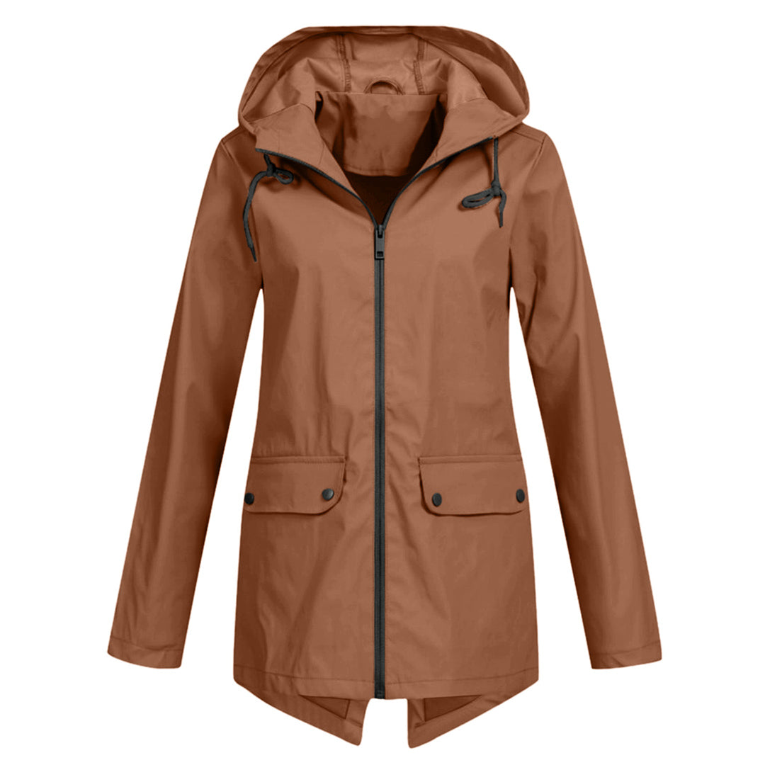 Francine - Elegant Long Hooded Raincoat for Women
