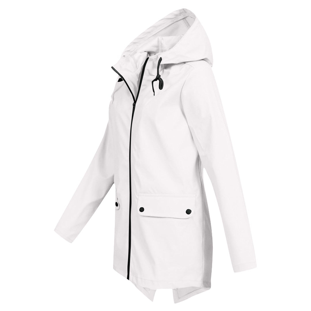 Francine - Elegant Long Hooded Raincoat for Women