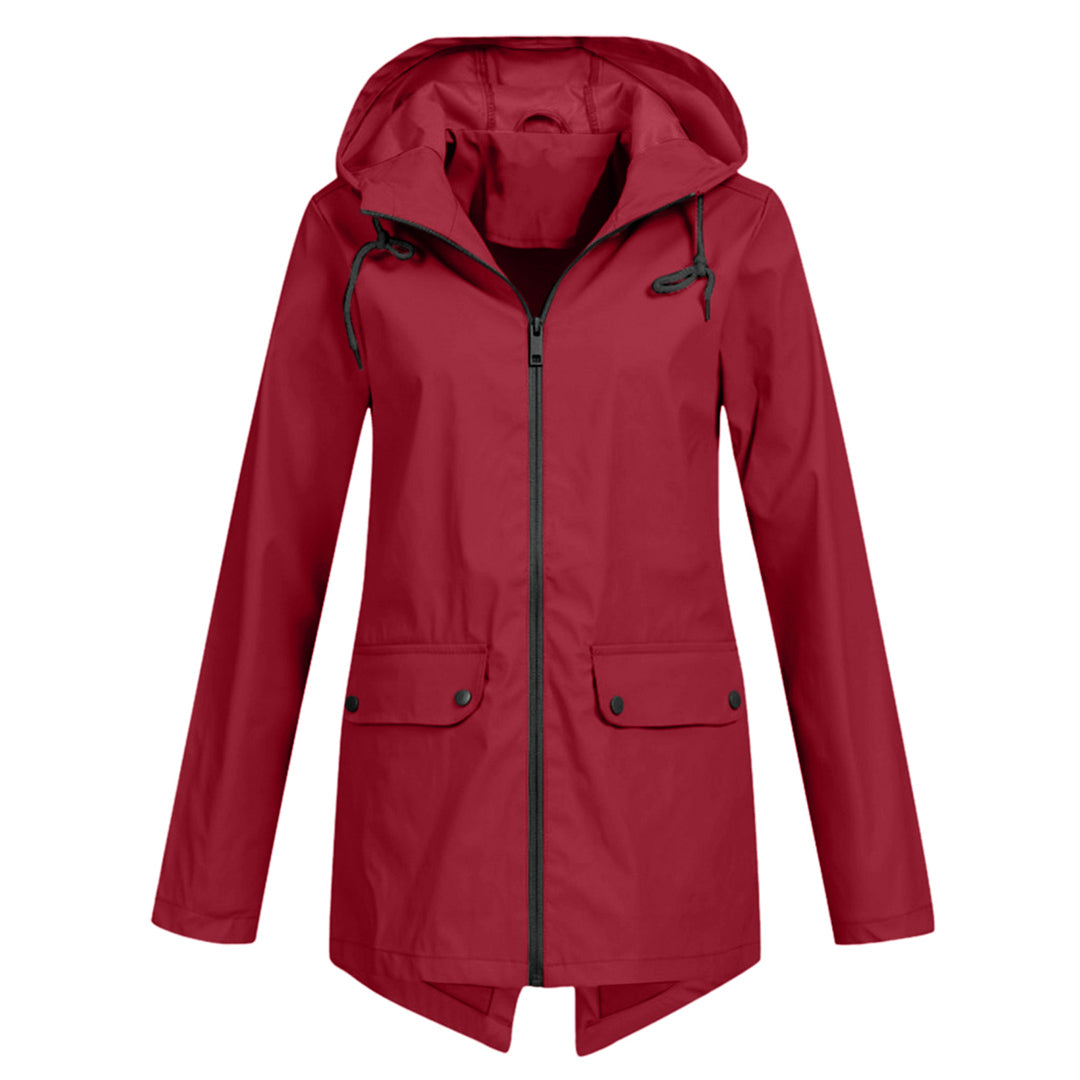 Francine - Elegant Long Hooded Raincoat for Women