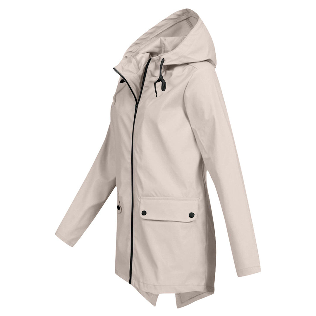 Francine - Elegant Long Hooded Raincoat for Women