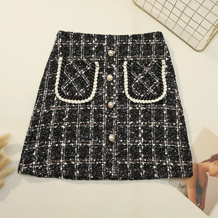 Renata - Thick Wool Pearl Skirt