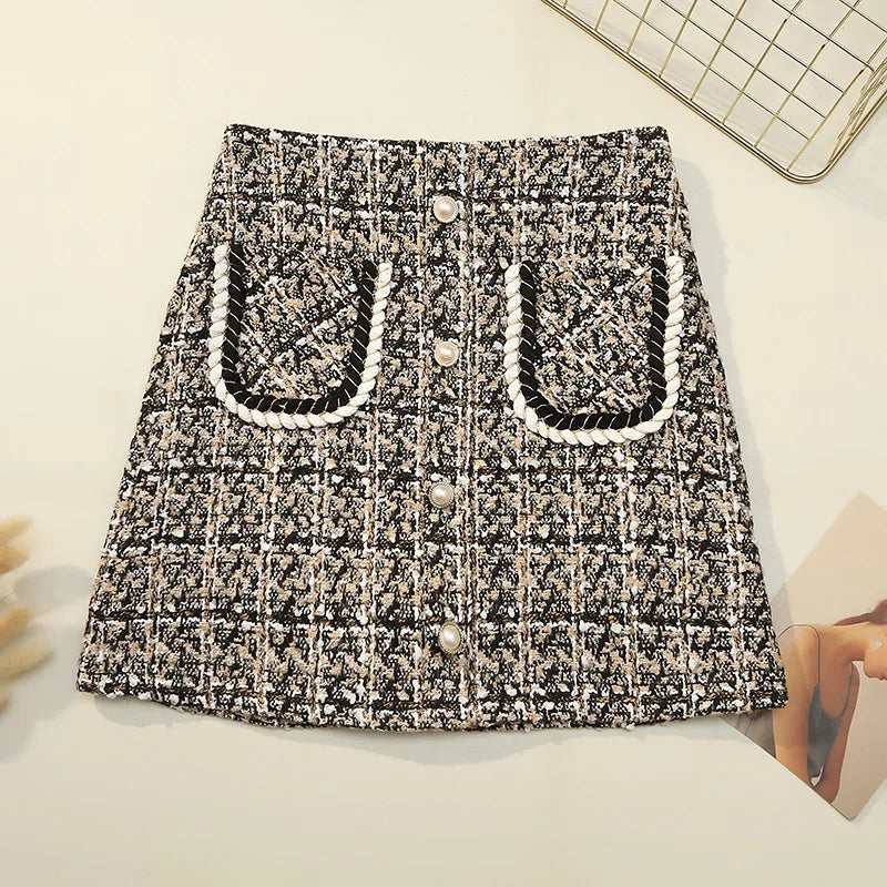 Renata - Thick Wool Pearl Skirt