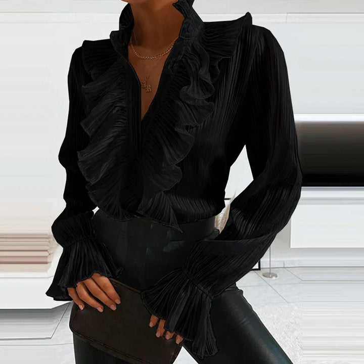 Matilda - Elegant long-sleeved blouse with trendy ruffled design