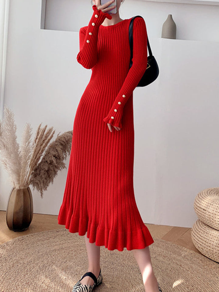 Vhea - Enchanting Midi Dress with Elegant Ruffles