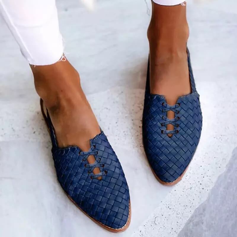 Elegant hand-woven leather slippers for women - Clara